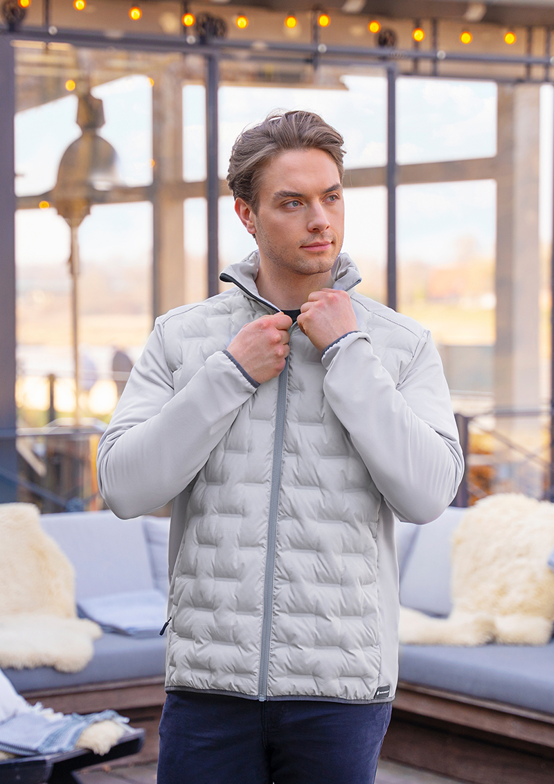 Jacke Herren Hellgrau – Herren Hybrid-Jacke Outdoor-Pro, Detailansicht