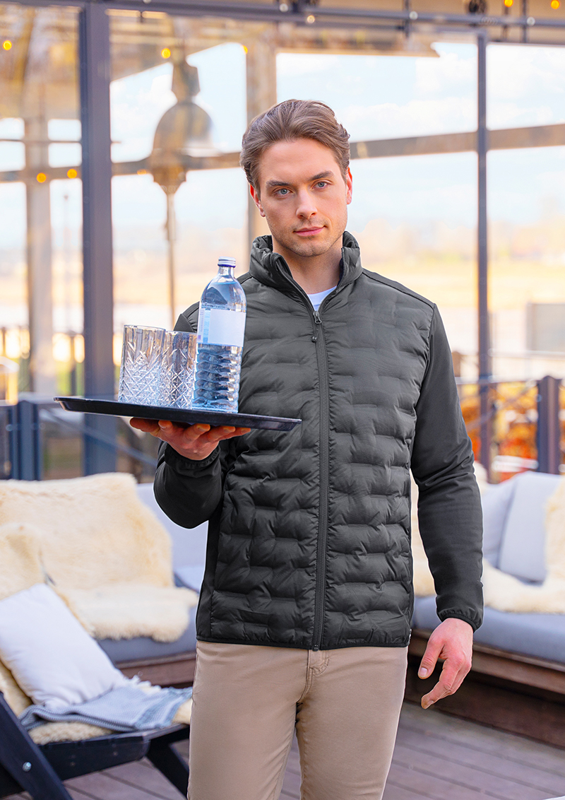 Jacke Herren Schwarz – Herren Hybrid-Jacke Outdoor-Pro, Detailansicht