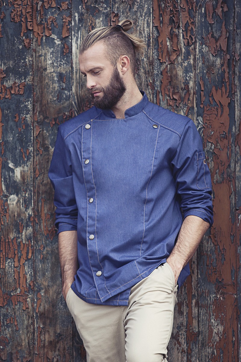 Kochjacke Herren Vintage blue – Kochjacke Jeans-Style
