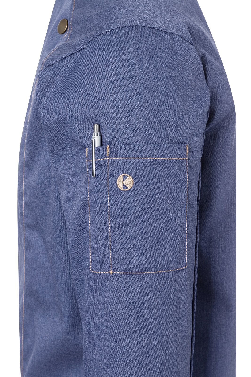 Kochjacke Herren Vintage blue – Kochjacke Jeans-Style, Detailansicht