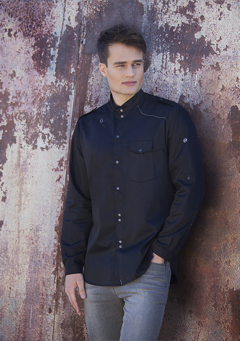 Kochjacke Herren Schwarz – Kochhemd New-Identity