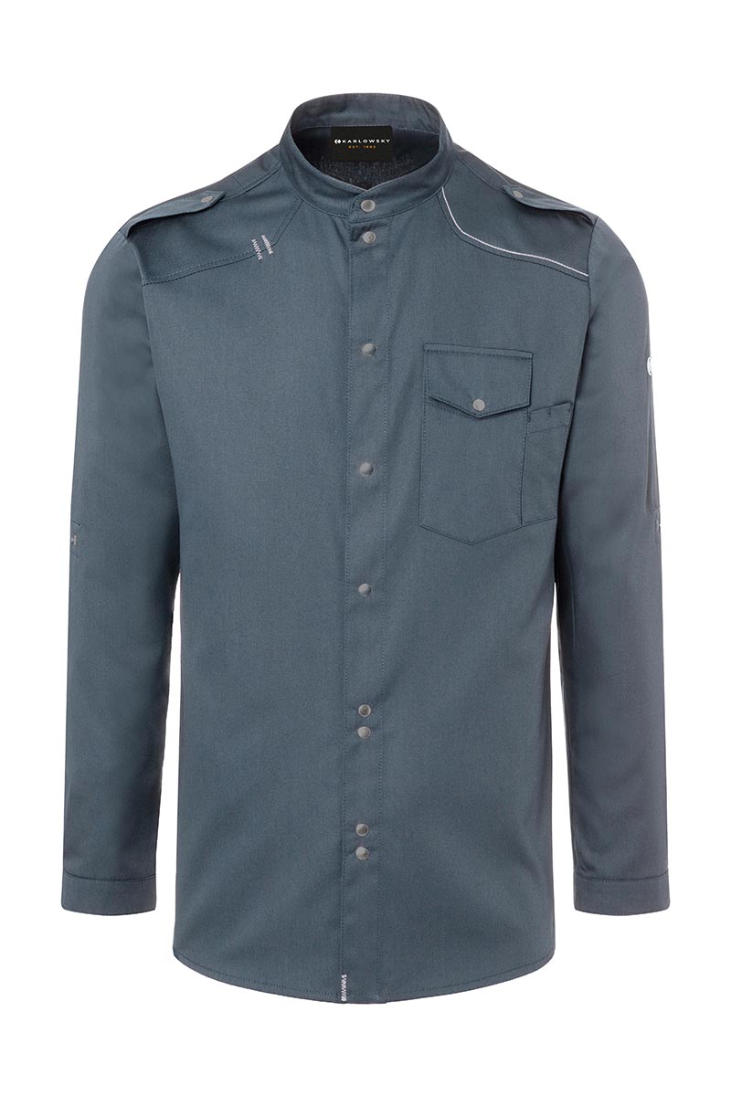 Kochjacke Herren Anthrazit – Kochhemd New-Identity, Detailansicht