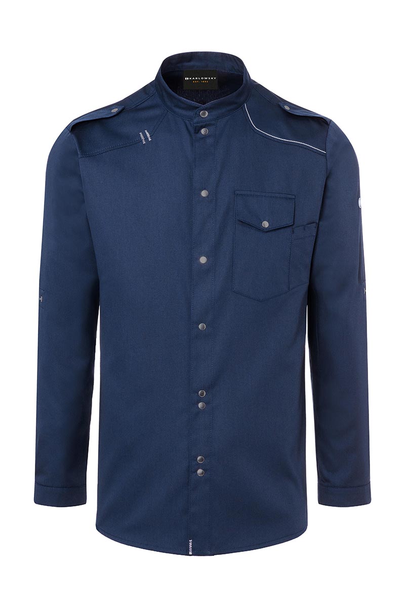 Kochjacke Herren Marine – Kochhemd New-Identity, Detailansicht