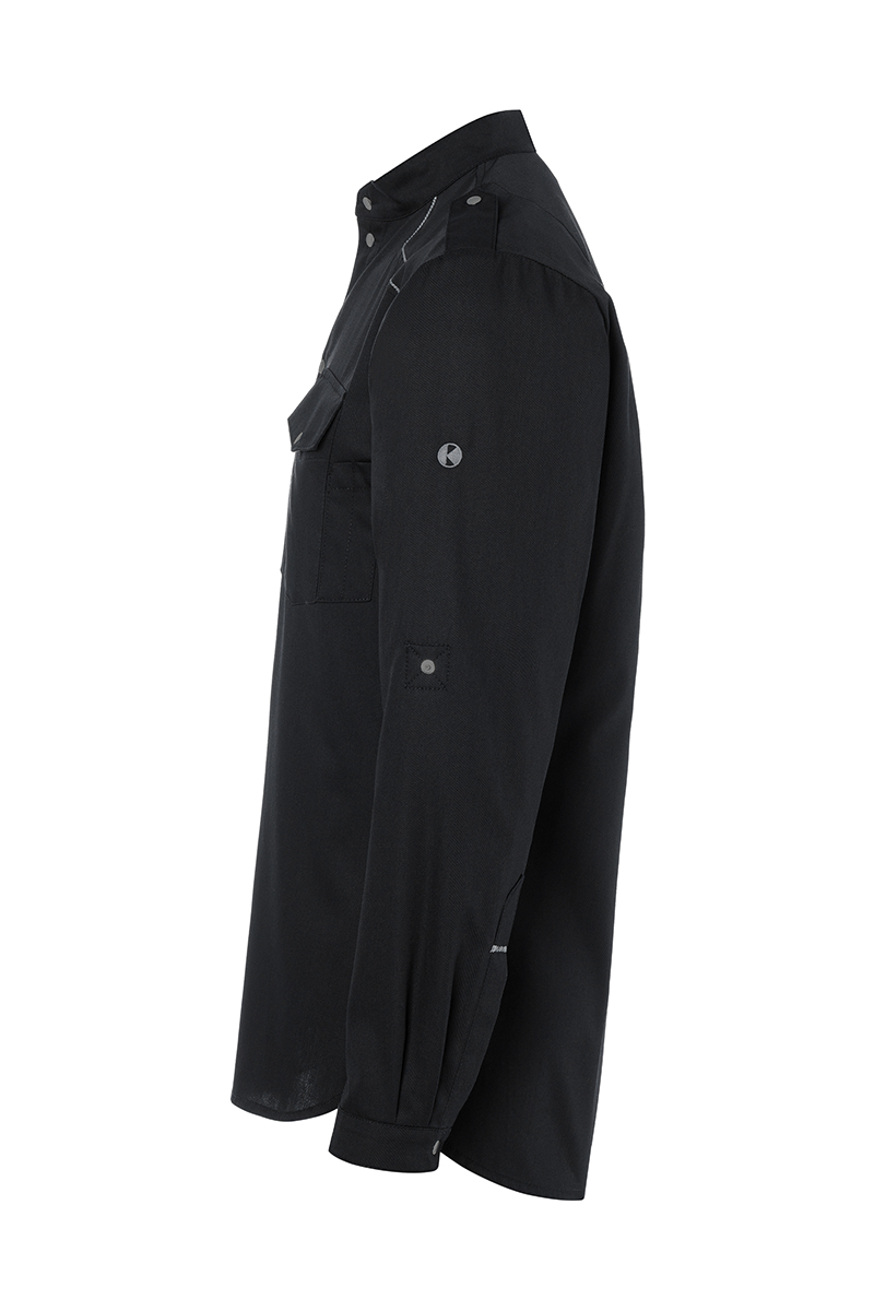 Kochjacke Herren Schwarz – Kochhemd New-Identity, Detailansicht
