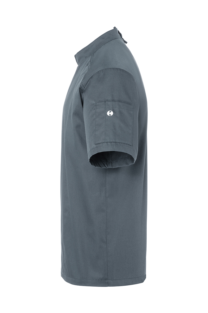 Kochjacke Herren Anthrazit – Kurzarm Kochjacke Modern-Look, Detailansicht