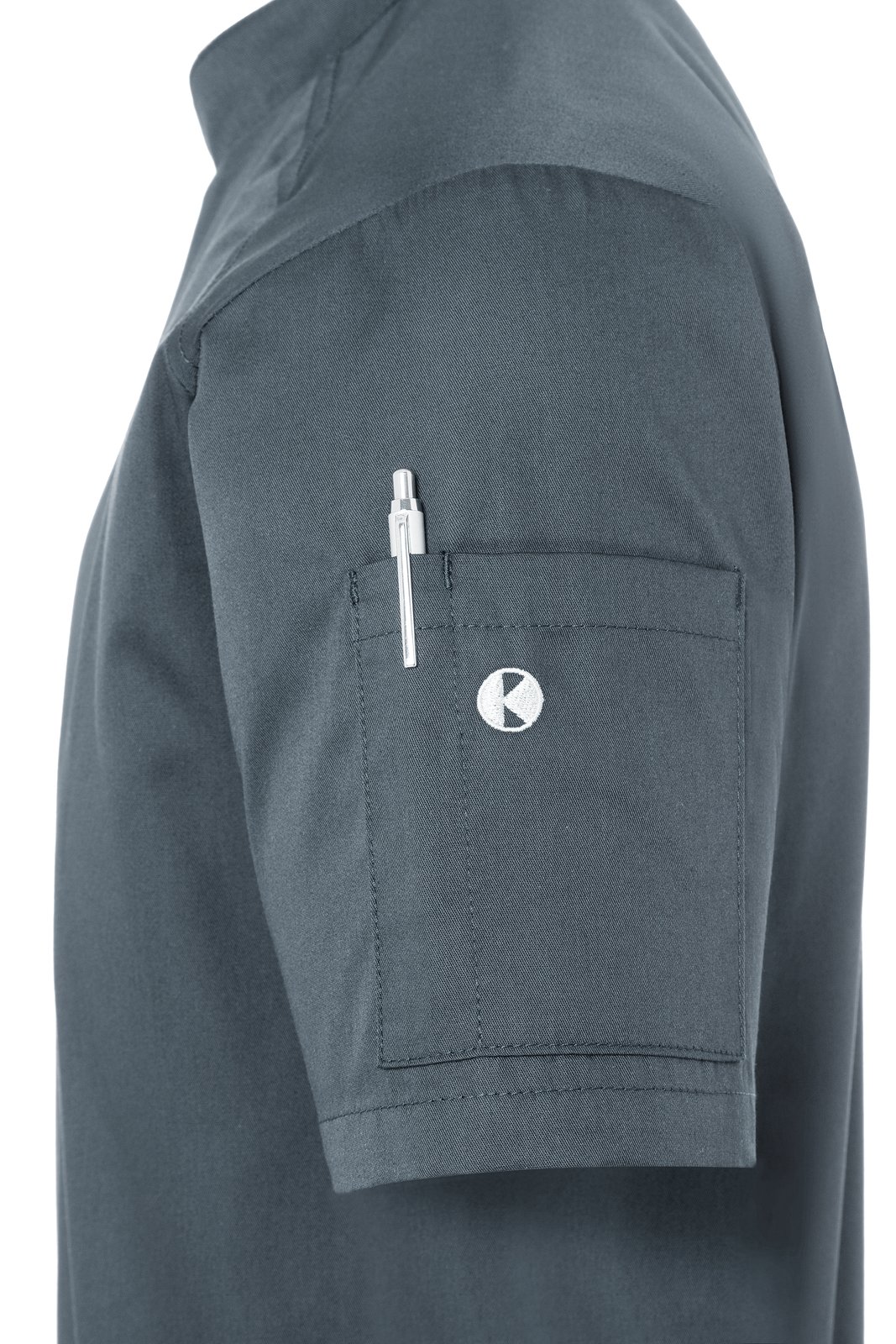 Kochjacke Herren Anthrazit – Kurzarm Kochjacke Modern-Look, Detailansicht