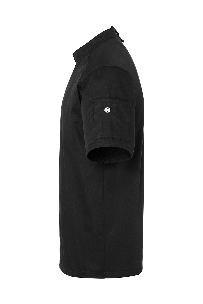 Kochjacke Herren Schwarz – Kurzarm Kochjacke Modern-Look, Detailansicht