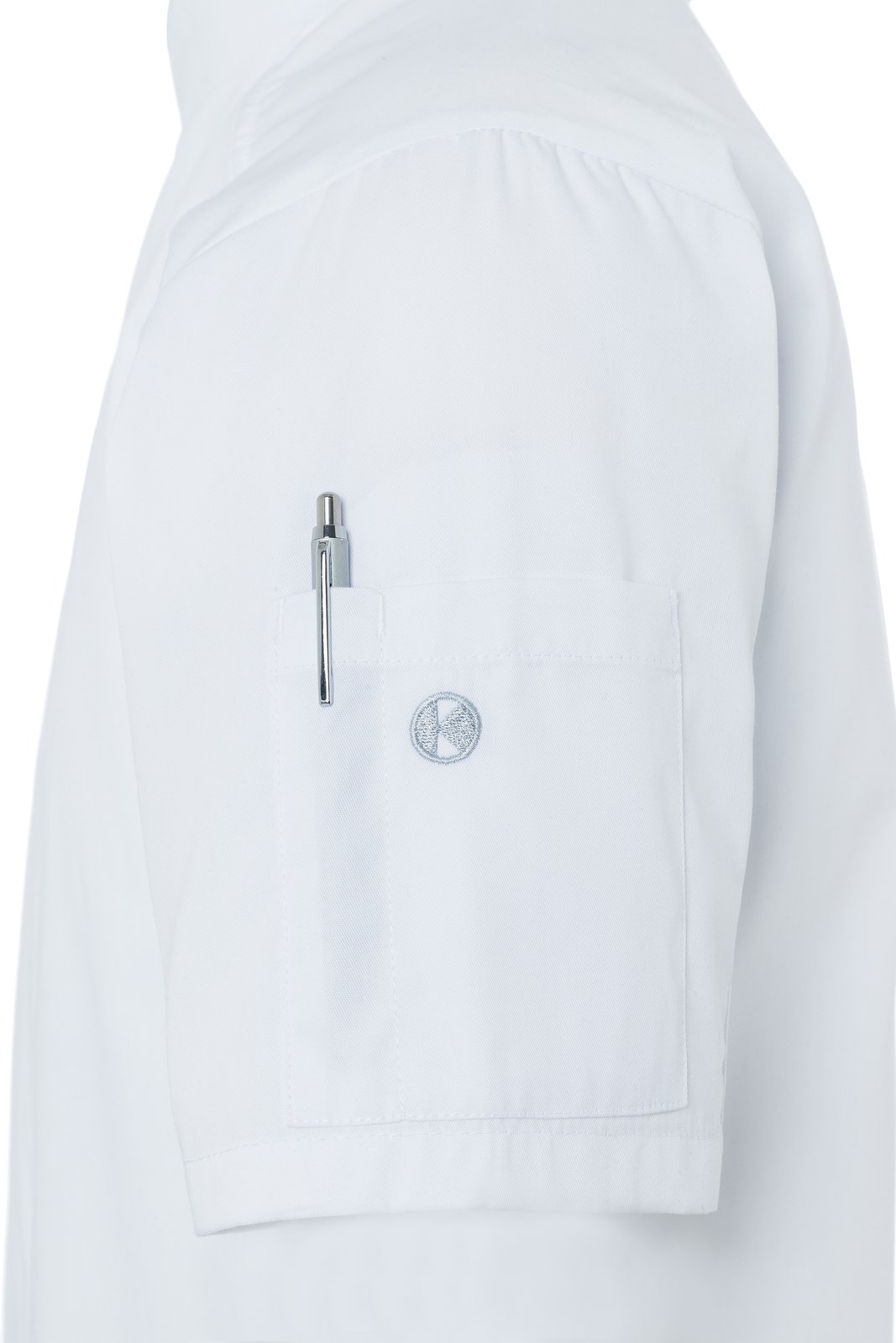 Kochjacke Herren Weiß – Kurzarm Kochjacke Modern-Look, Detailansicht