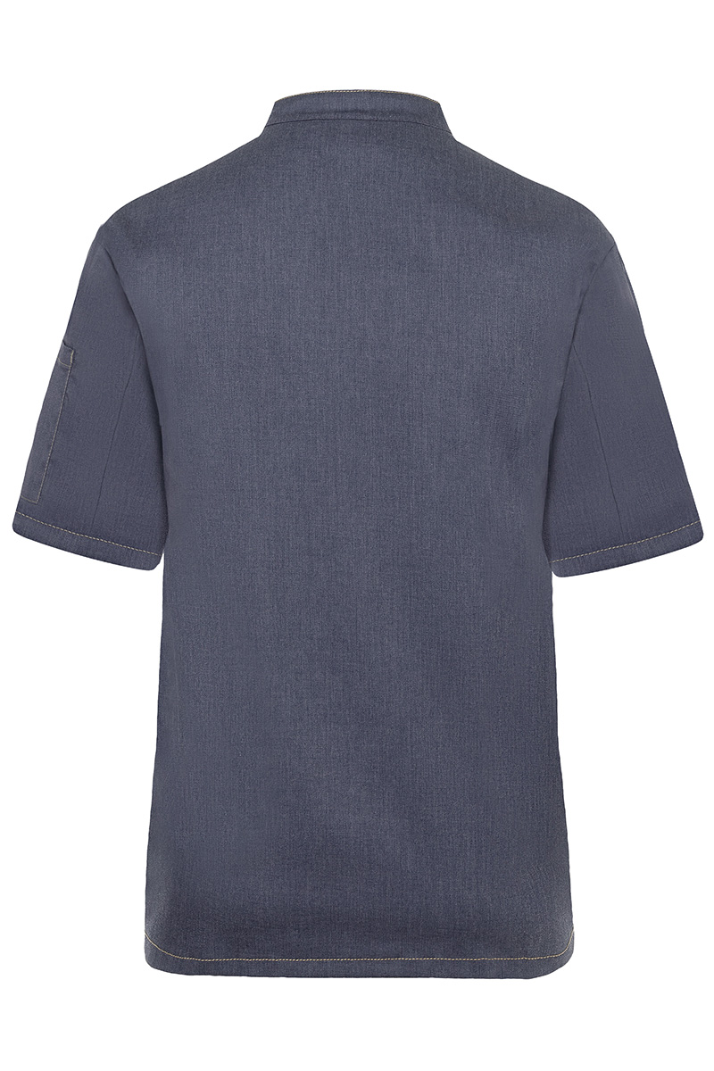 Kochjacke Herren Vintage black – Kurzarm Kochjacke Jeans-Style, Detailansicht