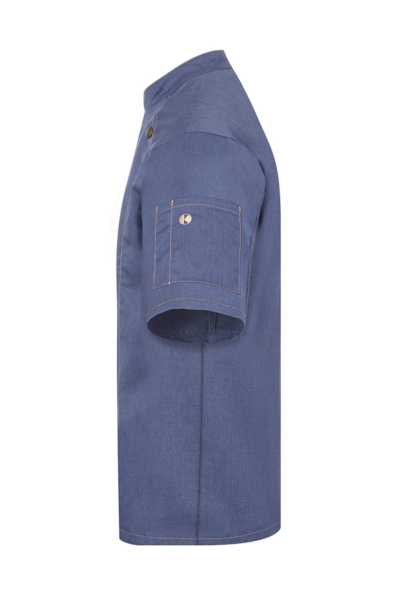 Kochjacke Herren Vintage blue – Kurzarm Kochjacke Jeans-Style, Detailansicht