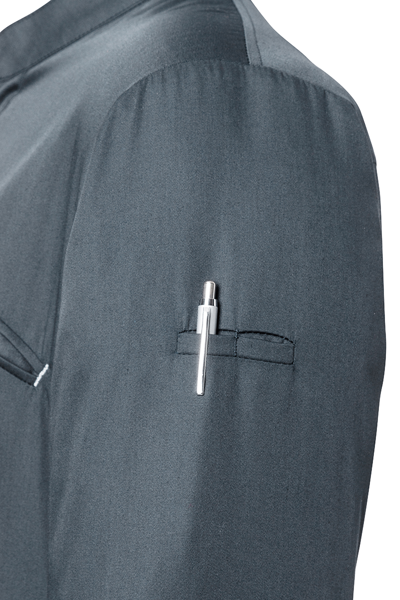 Kochjacke Herren Anthrazit – Kurzarm Kochjacke Modern-Touch, Detailansicht