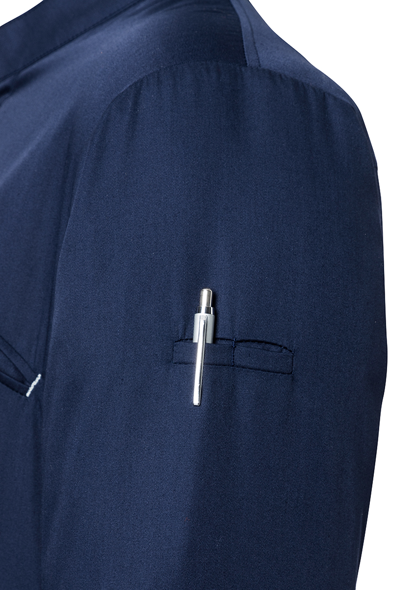 Kochjacke Herren Marine – Kurzarm Kochjacke Modern-Touch, Detailansicht