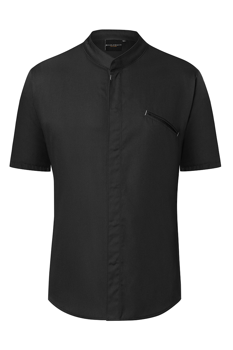 Kochjacke Herren Schwarz – Kurzarm Kochjacke Modern-Touch, Detailansicht