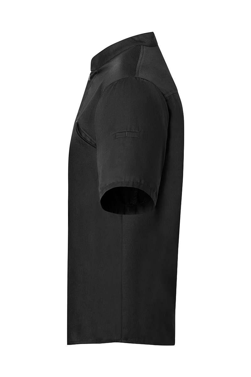 Kochjacke Herren Schwarz – Kurzarm Kochjacke Modern-Touch, Detailansicht