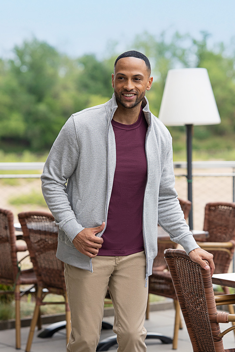 Sweatjacke Herren Platingrau meliert – Herren Workwear Sweatjacke Soft-Face