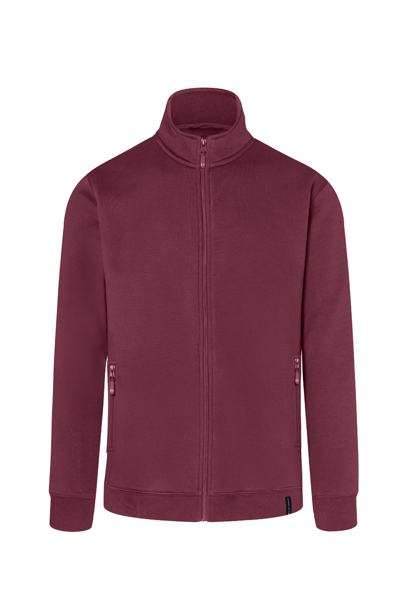Sweatjacke Herren Aubergine – Herren Workwear Sweatjacke Soft-Face, Detailansicht