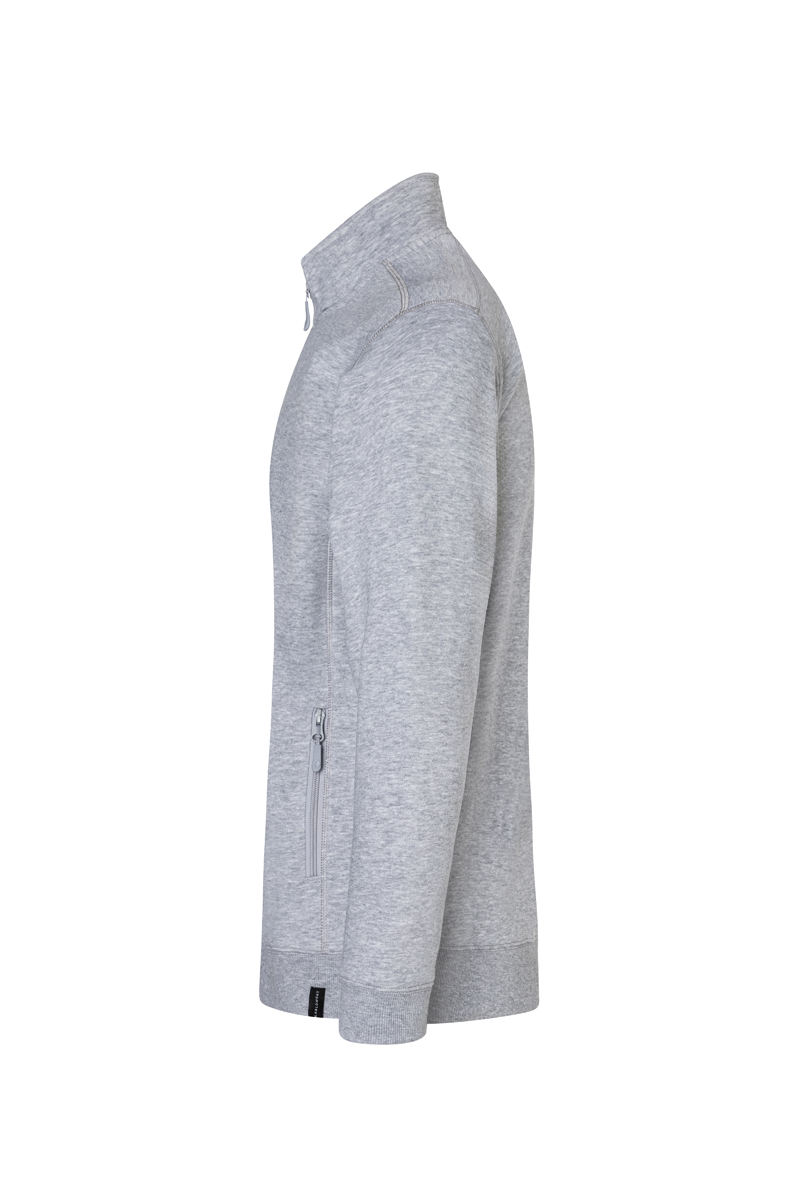 Sweatjacke Herren Platingrau meliert – Herren Workwear Sweatjacke Soft-Face, Detailansicht