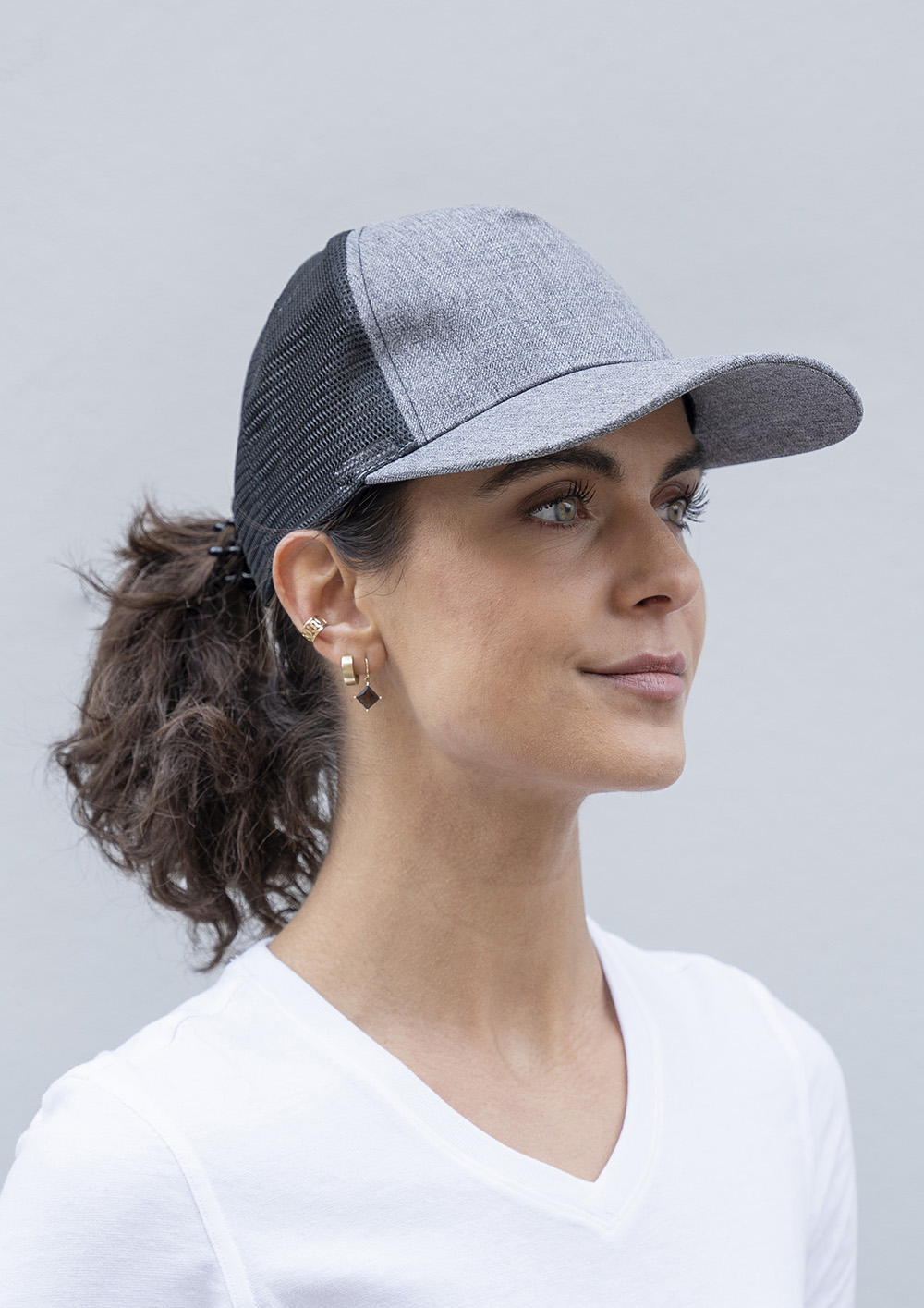 Basecap Unisex Grau meliert/Schwarz – Trucker Mesh Cap