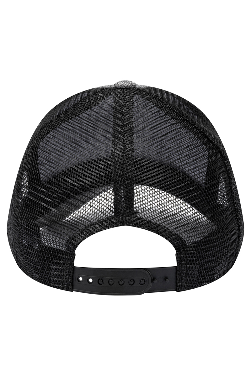 Basecap Unisex Grau meliert/Schwarz – Trucker Mesh Cap, Detailansicht