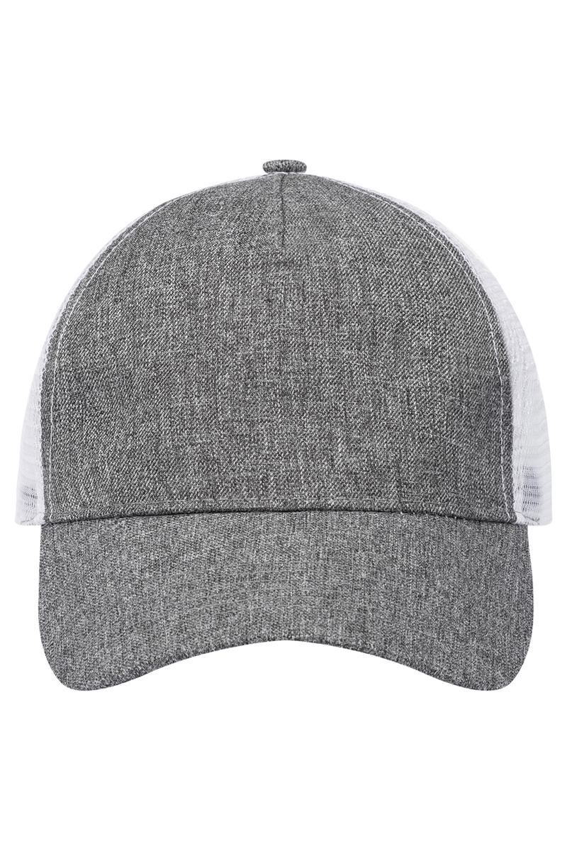 Basecap Unisex Grau meliert/Weiß – Trucker Mesh Cap, Detailansicht