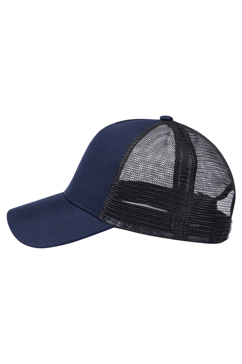 Basecap Unisex Marine/Schwarz – Trucker Mesh Cap, Detailansicht