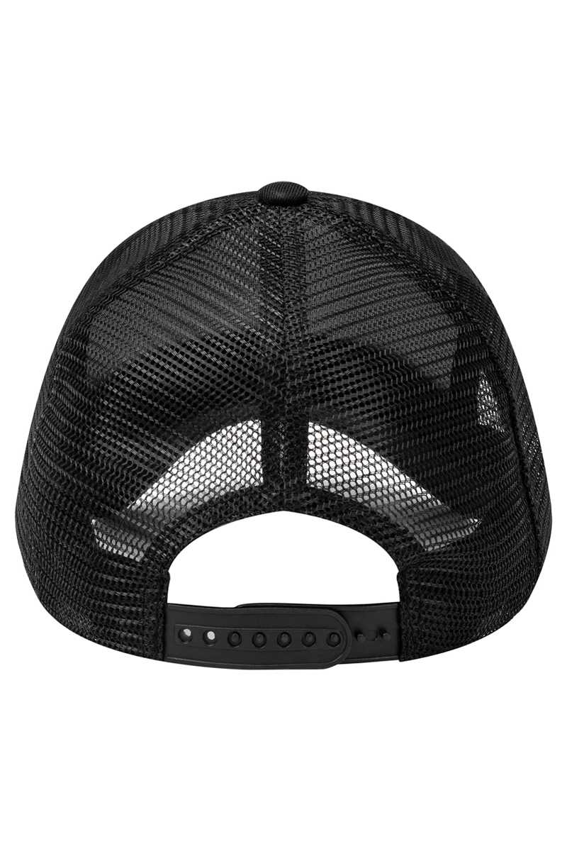 Basecap Unisex Schwarz/Schwarz – Trucker Mesh Cap, Detailansicht