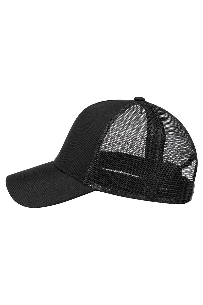 Basecap Unisex Schwarz/Schwarz – Trucker Mesh Cap, Detailansicht