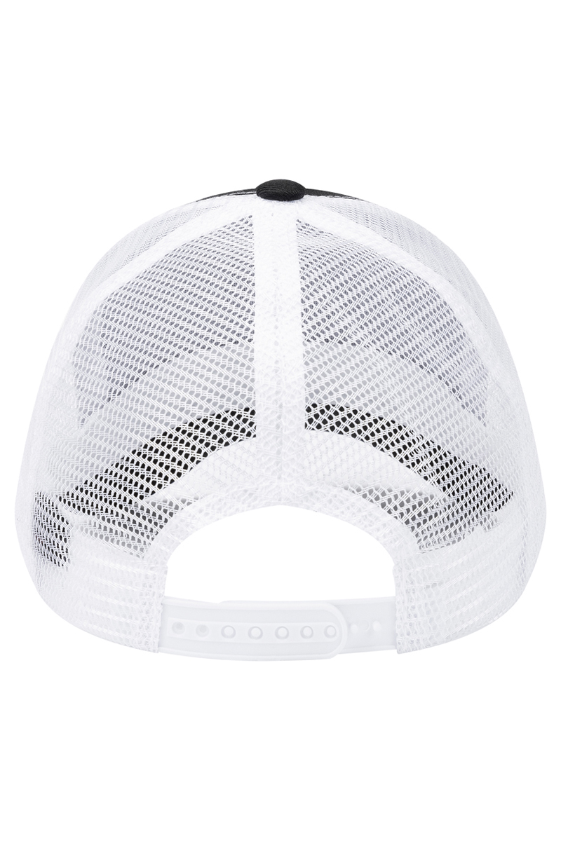Basecap Unisex Schwarz/Weiß – Trucker Mesh Cap, Detailansicht