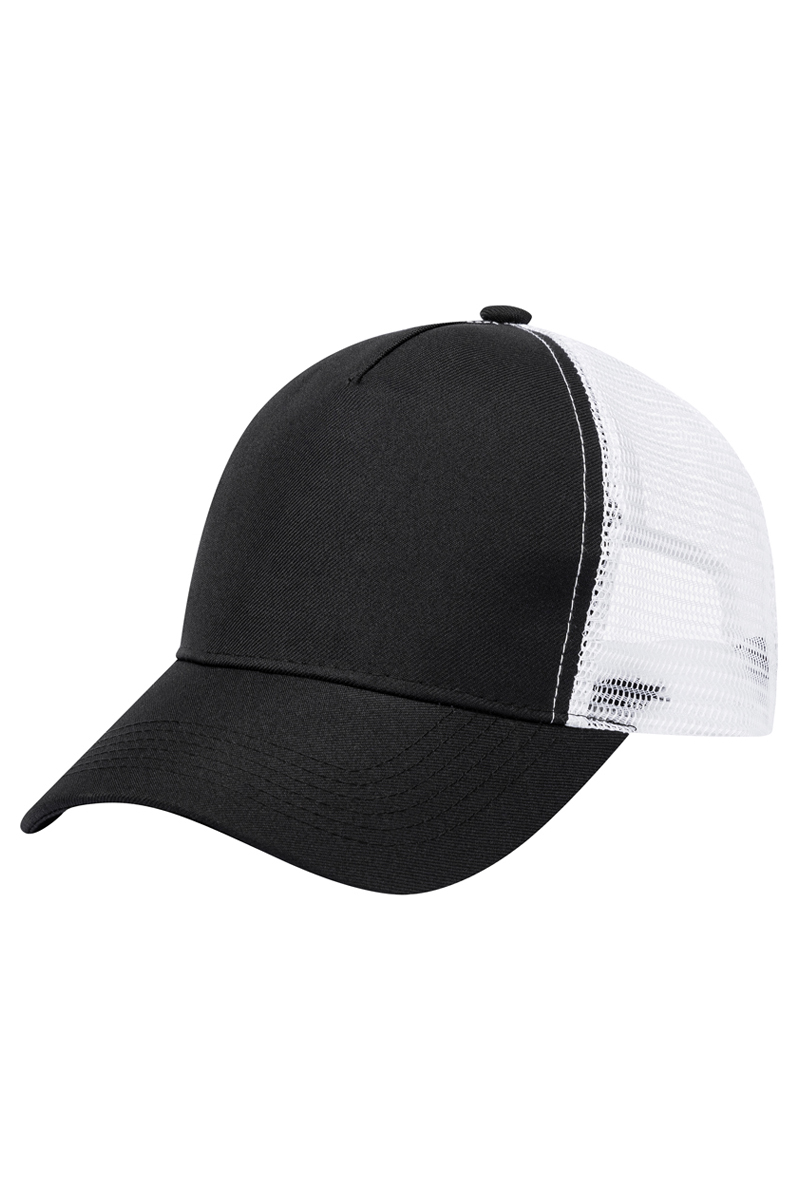 Basecap Unisex Schwarz/Weiß – Trucker Mesh Cap, Detailansicht