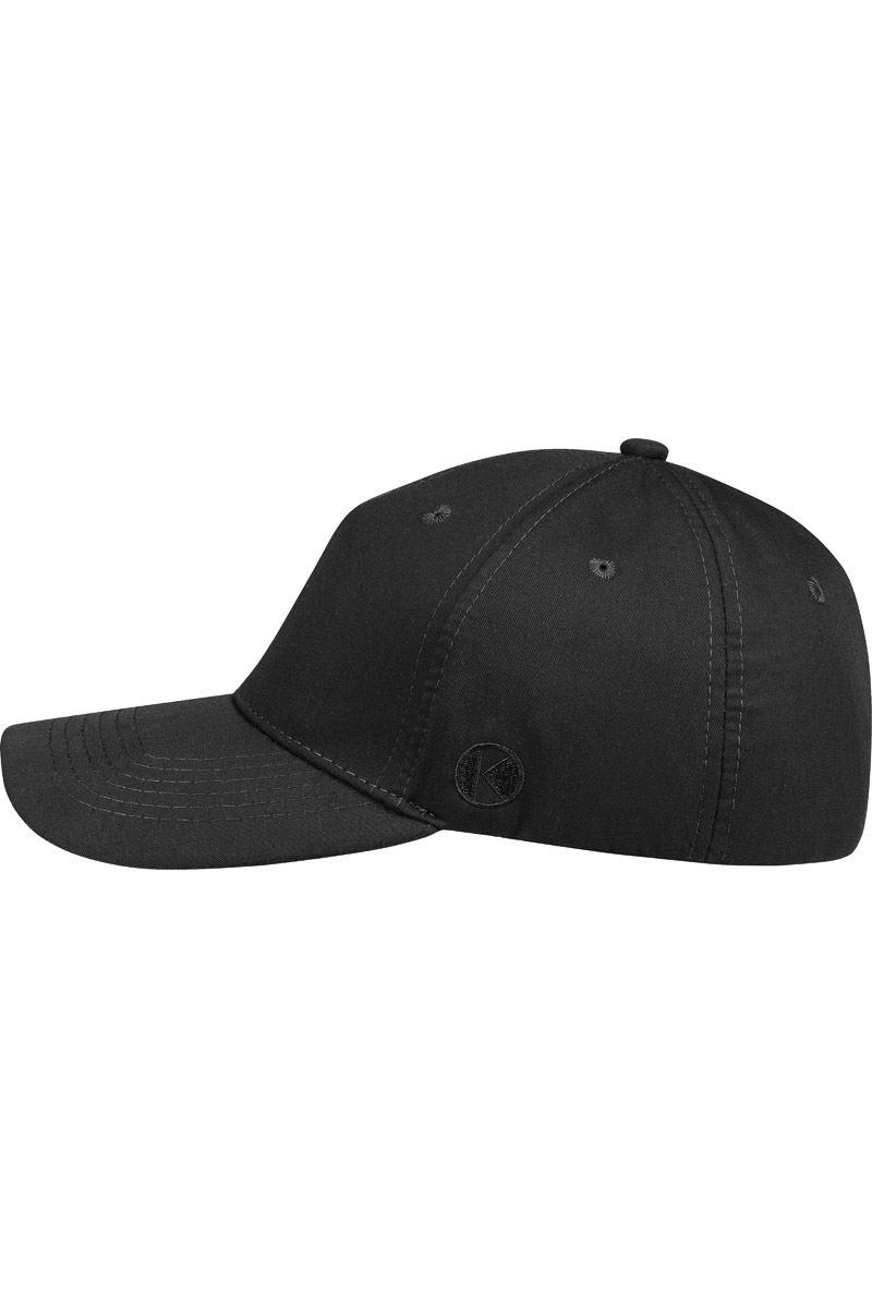 Basecap Unisex Schwarz – 5-Panel Stretch Cap, Detailansicht