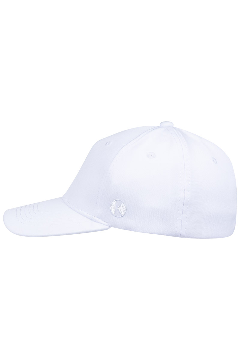 Basecap Unisex Weiß – 5-Panel Stretch Cap, Detailansicht