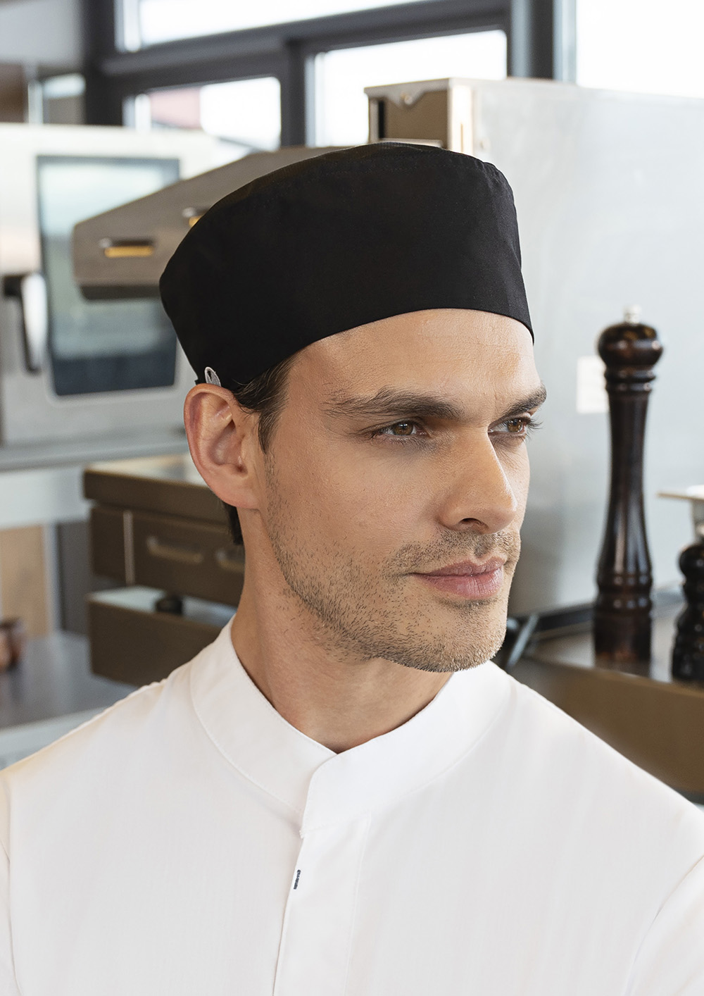 Kochmütze Unisex Schwarz – Kochmütze Beanie mit atmungsaktivem Netzeinsatz