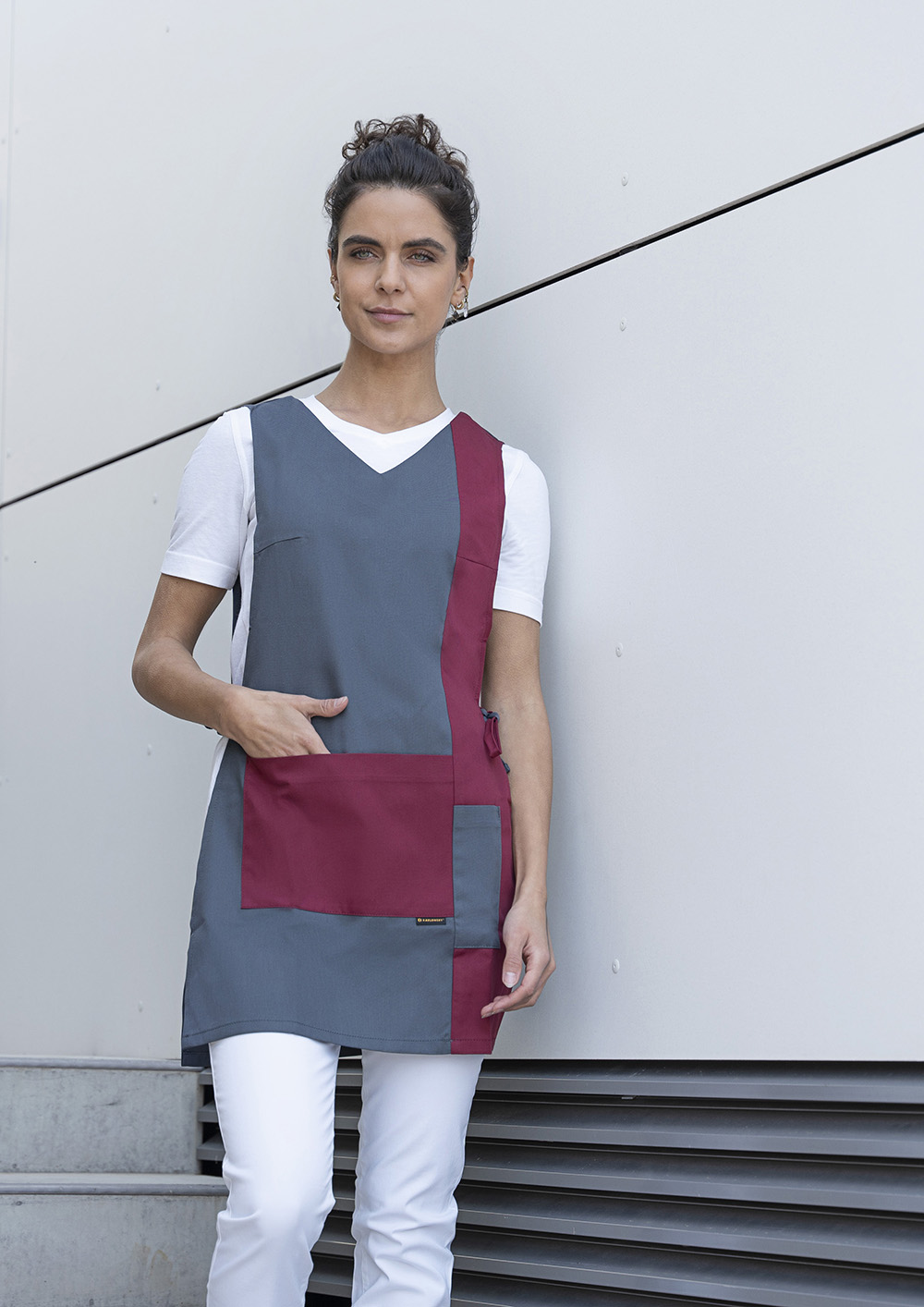 Kasack Unisex Bordeaux – Überwurfkasack Marilies, Detailansicht