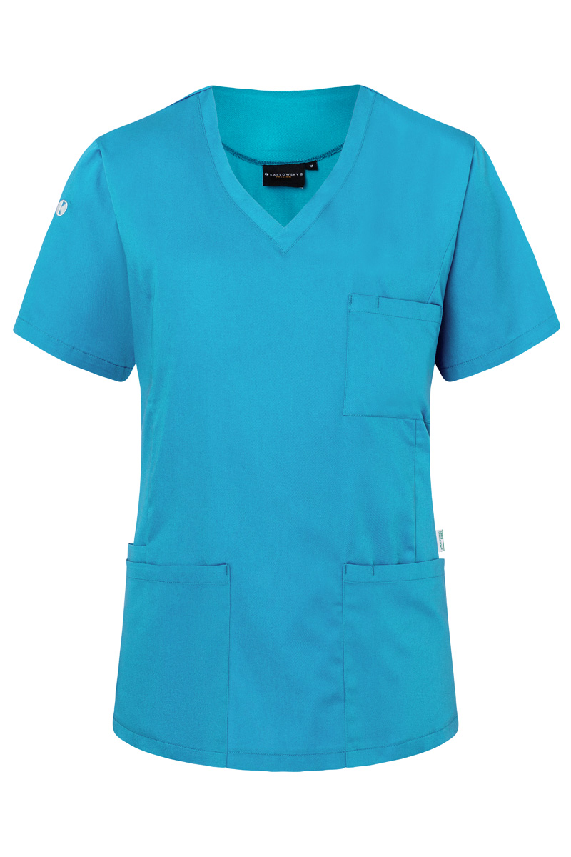 Kasack Damen Pazifikblau – Kurzarm Damen-Schlupfkasack Essential