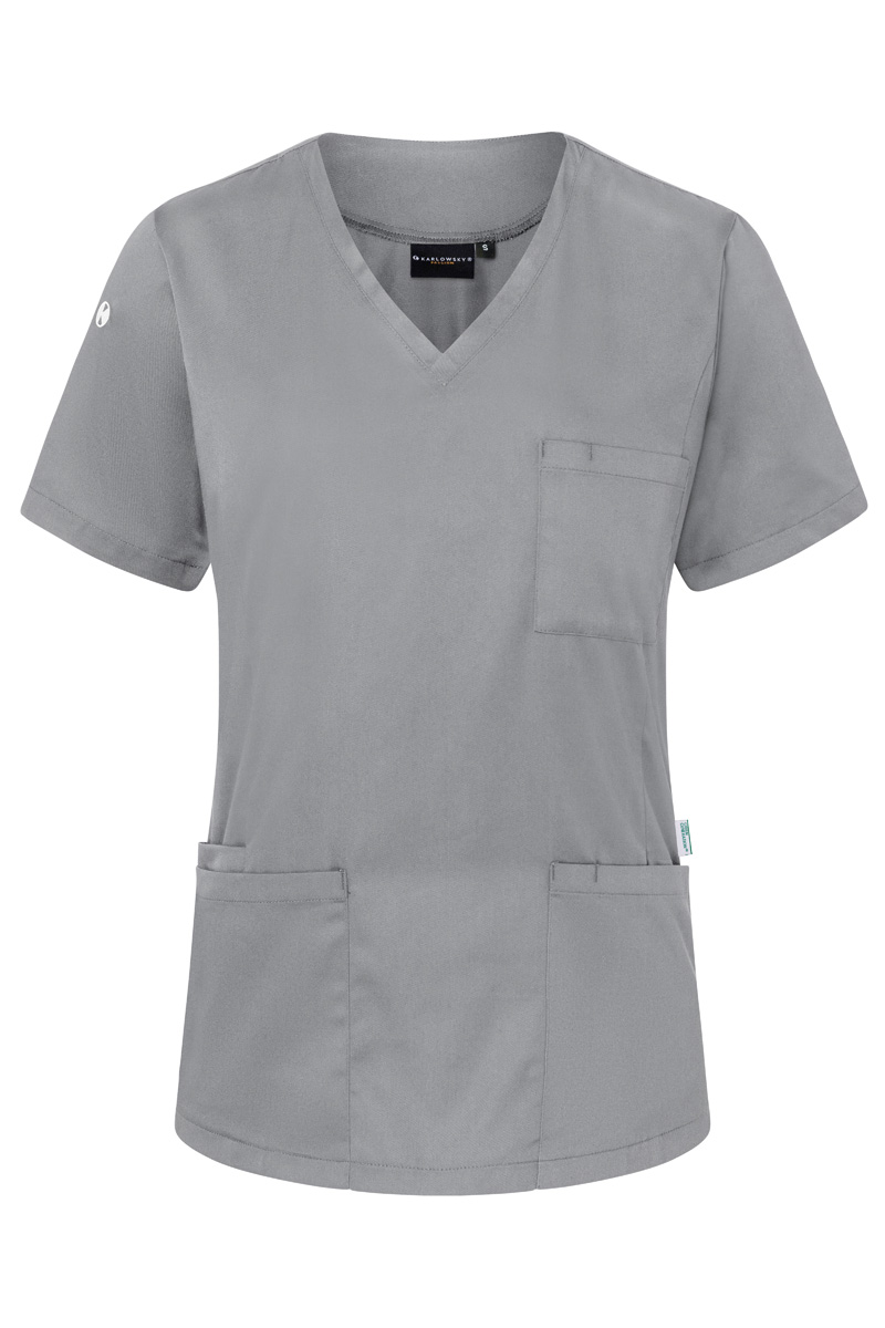 Kasack Damen Platingrau – Kurzarm Damen-Schlupfkasack Essential