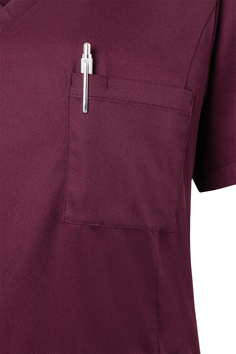 Kasack Damen Aubergine – Kurzarm Damen-Schlupfkasack Essential, Detailansicht