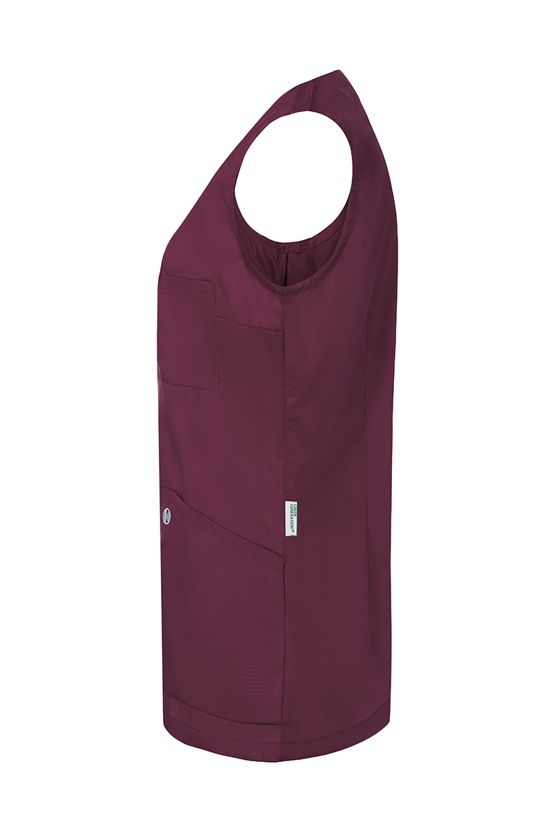 Kasack Damen Aubergine – Ärmelloser Damenkasack Essential, Detailansicht