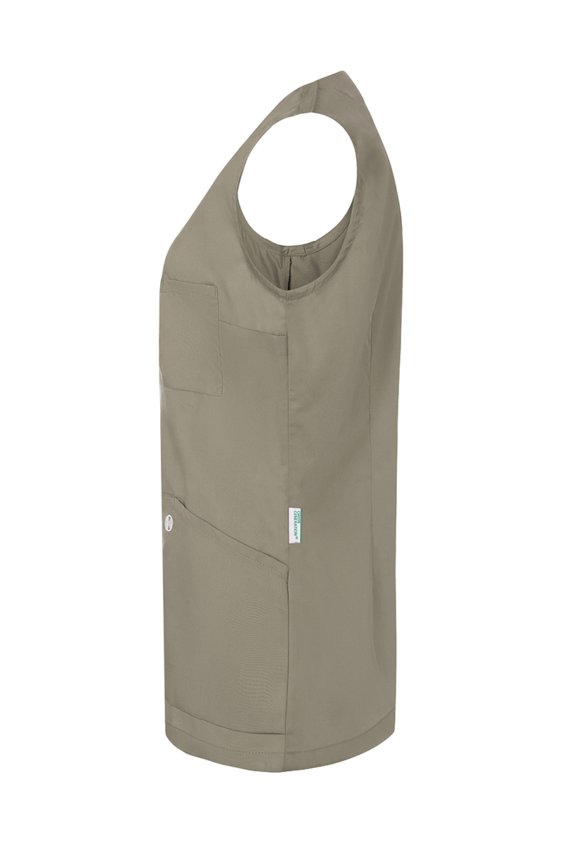 Kasack Damen Salbei – Ärmelloser Damenkasack Essential, Detailansicht