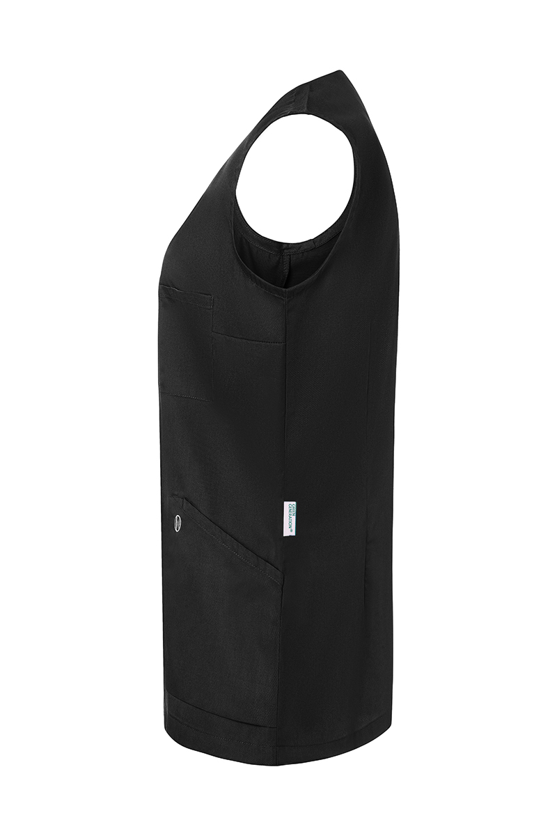 Kasack Damen Schwarz – Ärmelloser Damenkasack Essential, Detailansicht