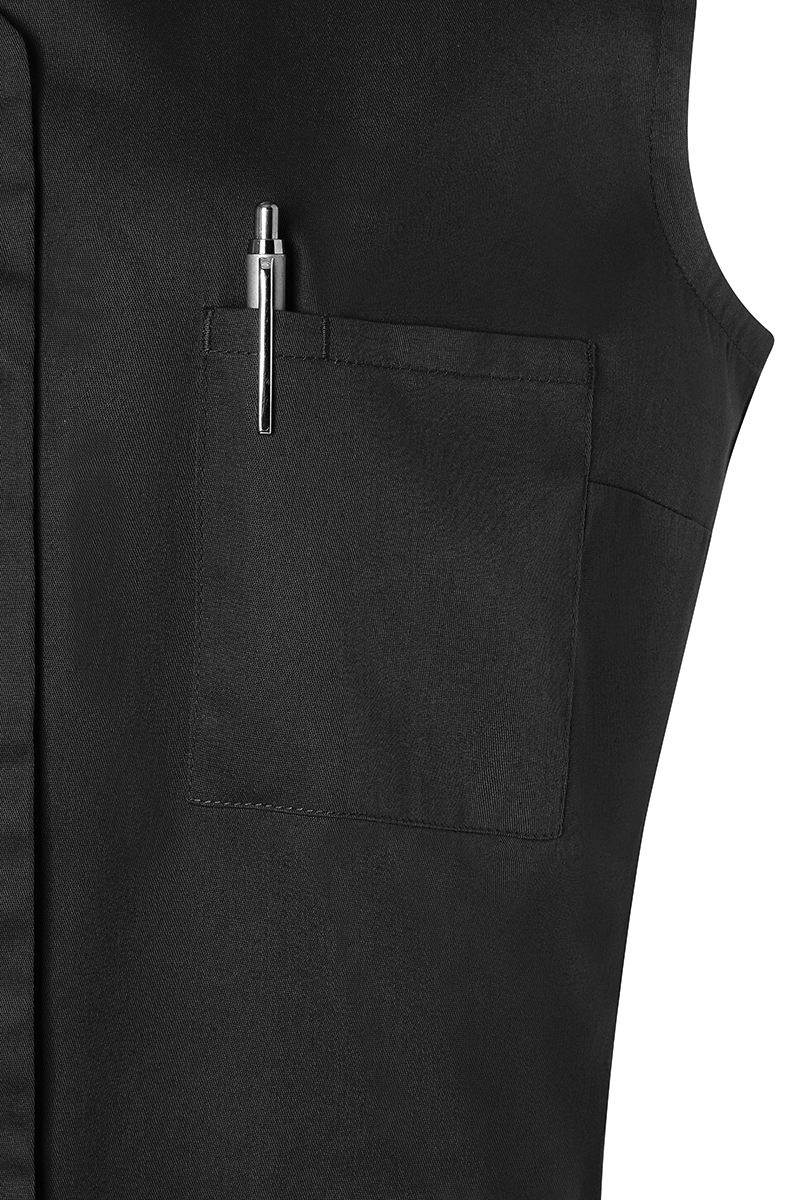 Kasack Damen Schwarz – Ärmelloser Damenkasack Essential, Detailansicht