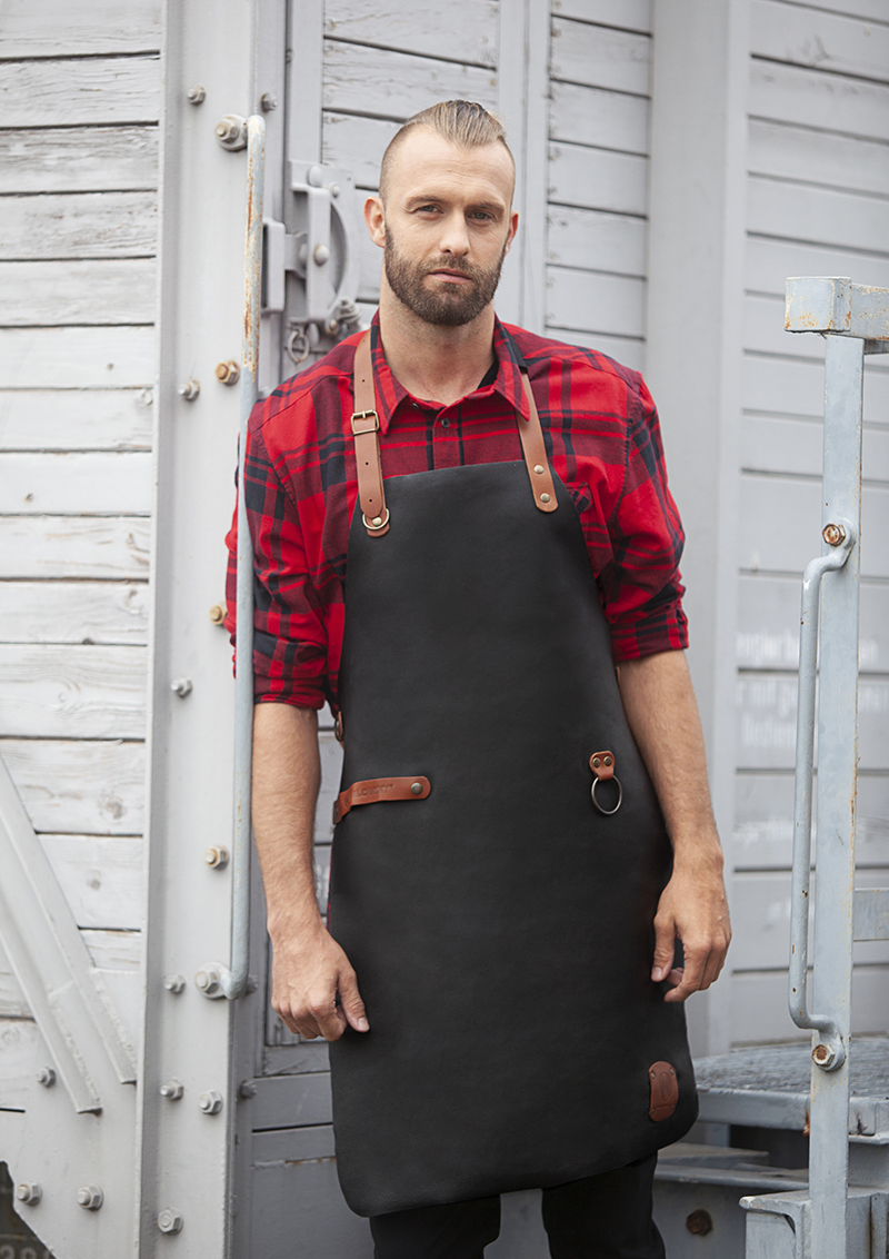 Latzschürze Unisex Schwarz – Leder Latzschürze