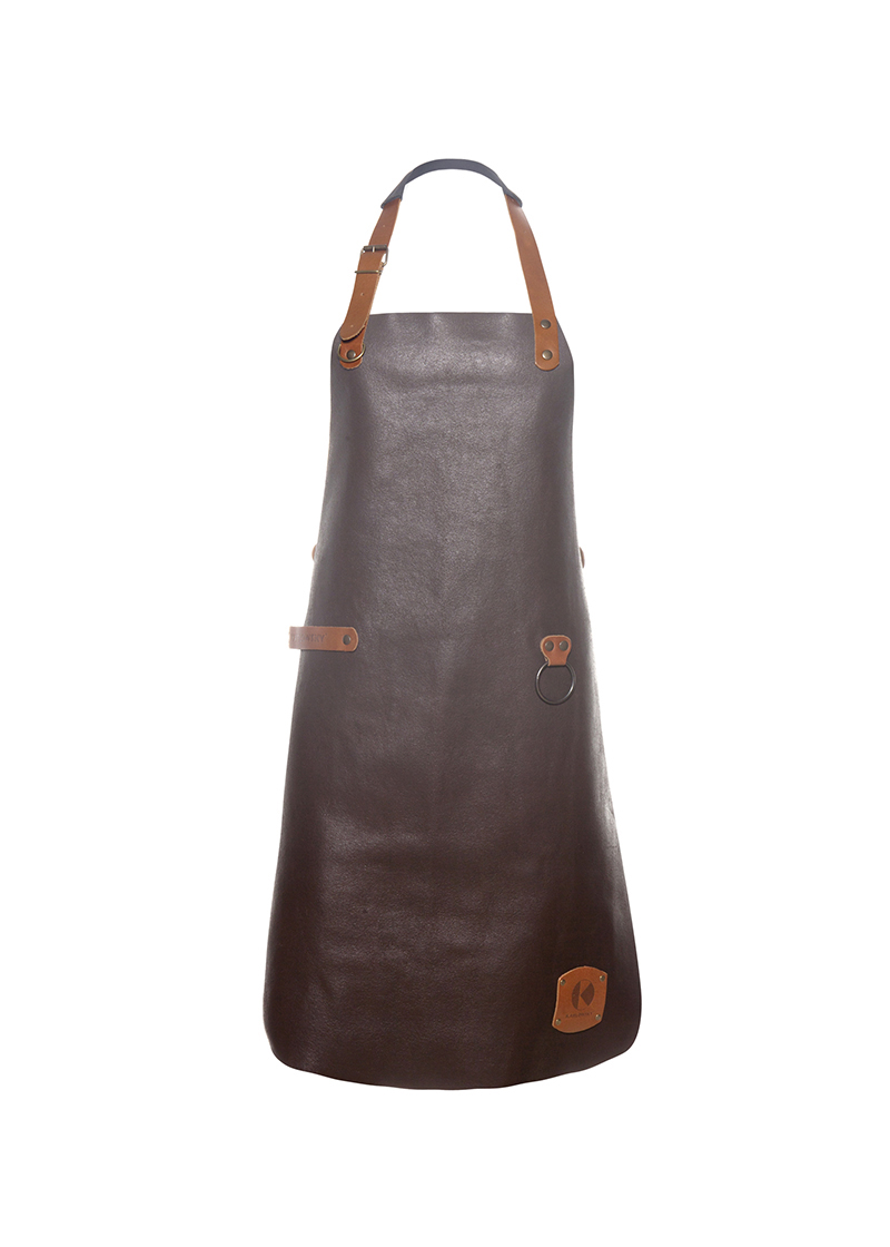 Latzschürze Unisex Mokka – Leder Latzschürze, Detailansicht