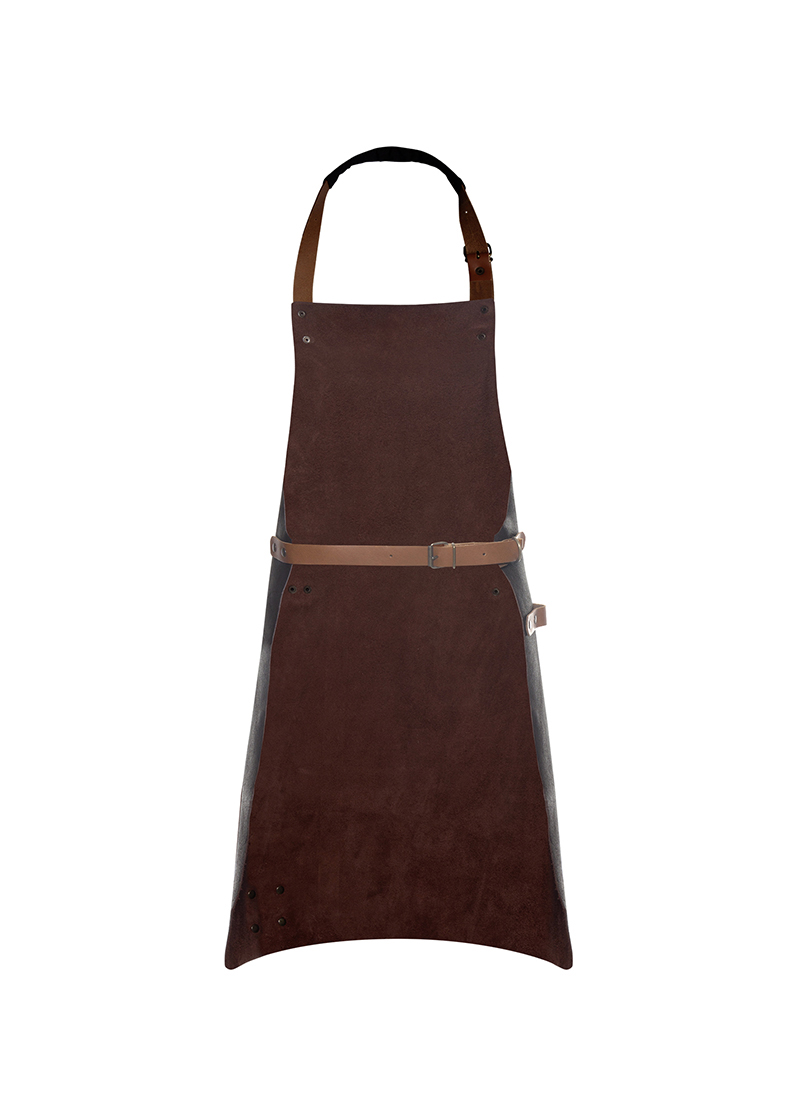 Latzschürze Unisex Mokka – Leder Latzschürze, Detailansicht
