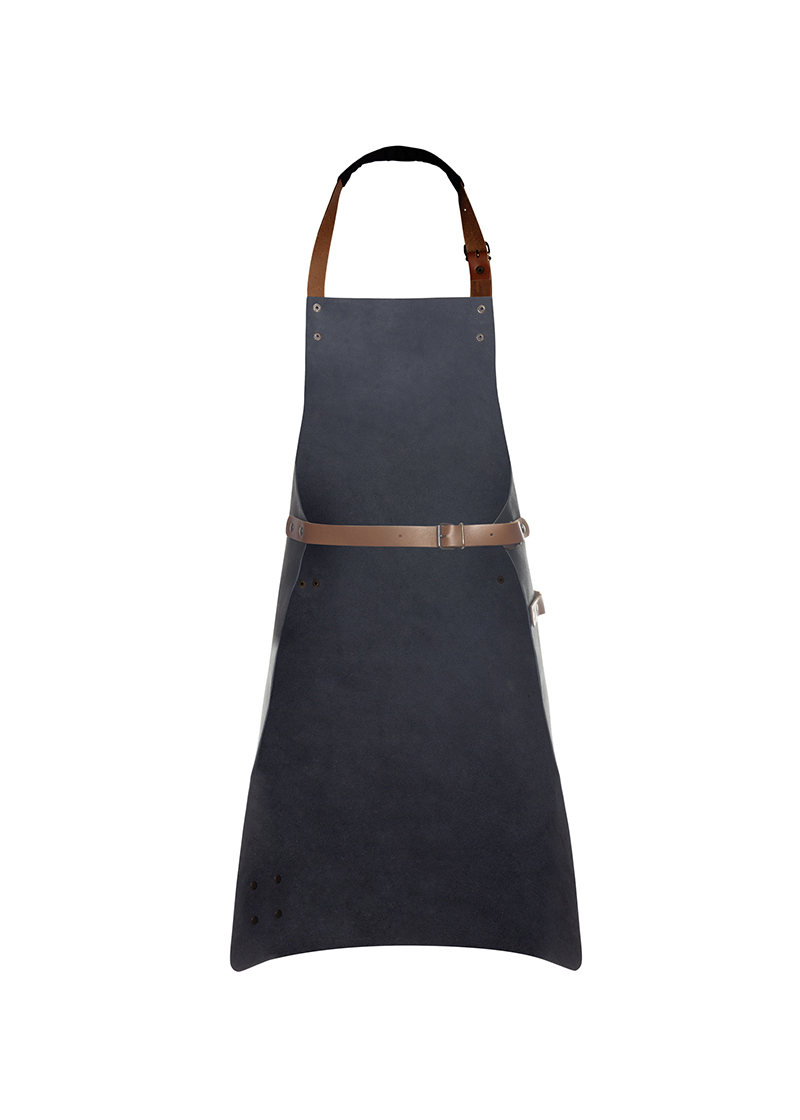 Latzschürze Unisex Schwarz – Leder Latzschürze, Detailansicht