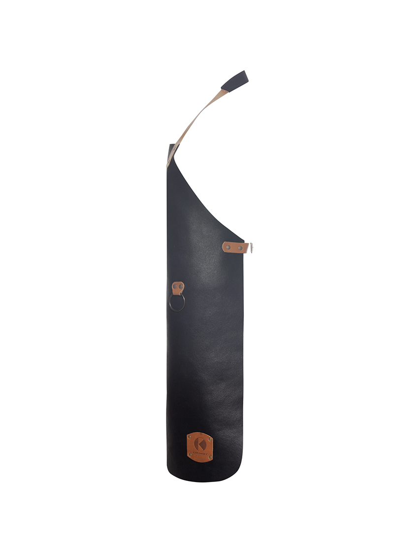 Latzschürze Unisex Schwarz – Leder Latzschürze, Detailansicht