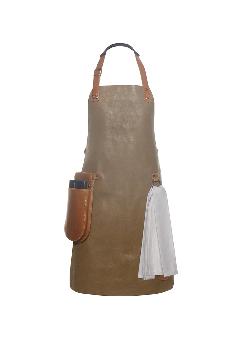Latzschürze Unisex Toffee – Leder Latzschürze, Detailansicht