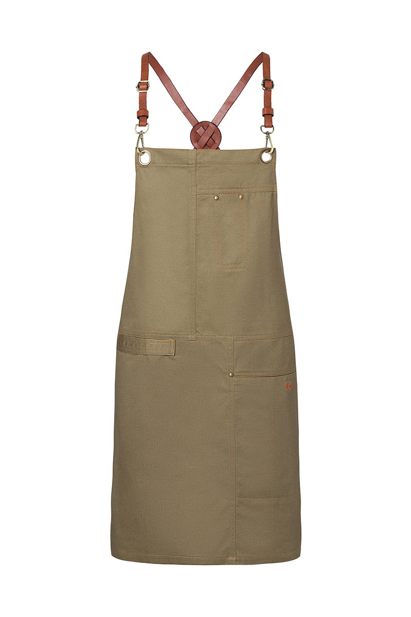 Latzschürze Unisex Khaki – Latzschürze Urban X-Style, Detailansicht