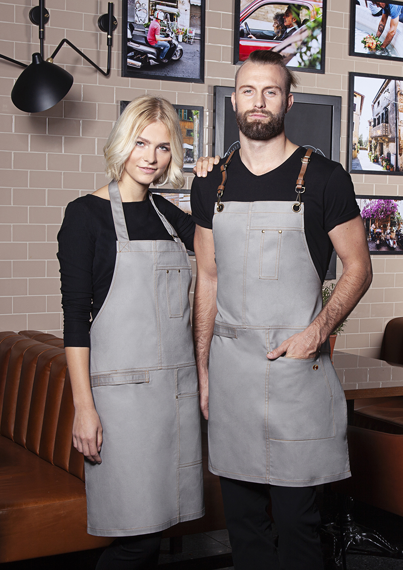 Latzschürze Unisex Steingrau – Latzschürze Urban X-Style, Detailansicht