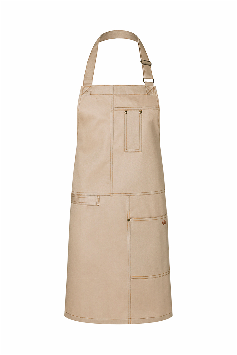 Latzschürze Unisex Beige – Latzschürze Urban Casual-Style, Detailansicht