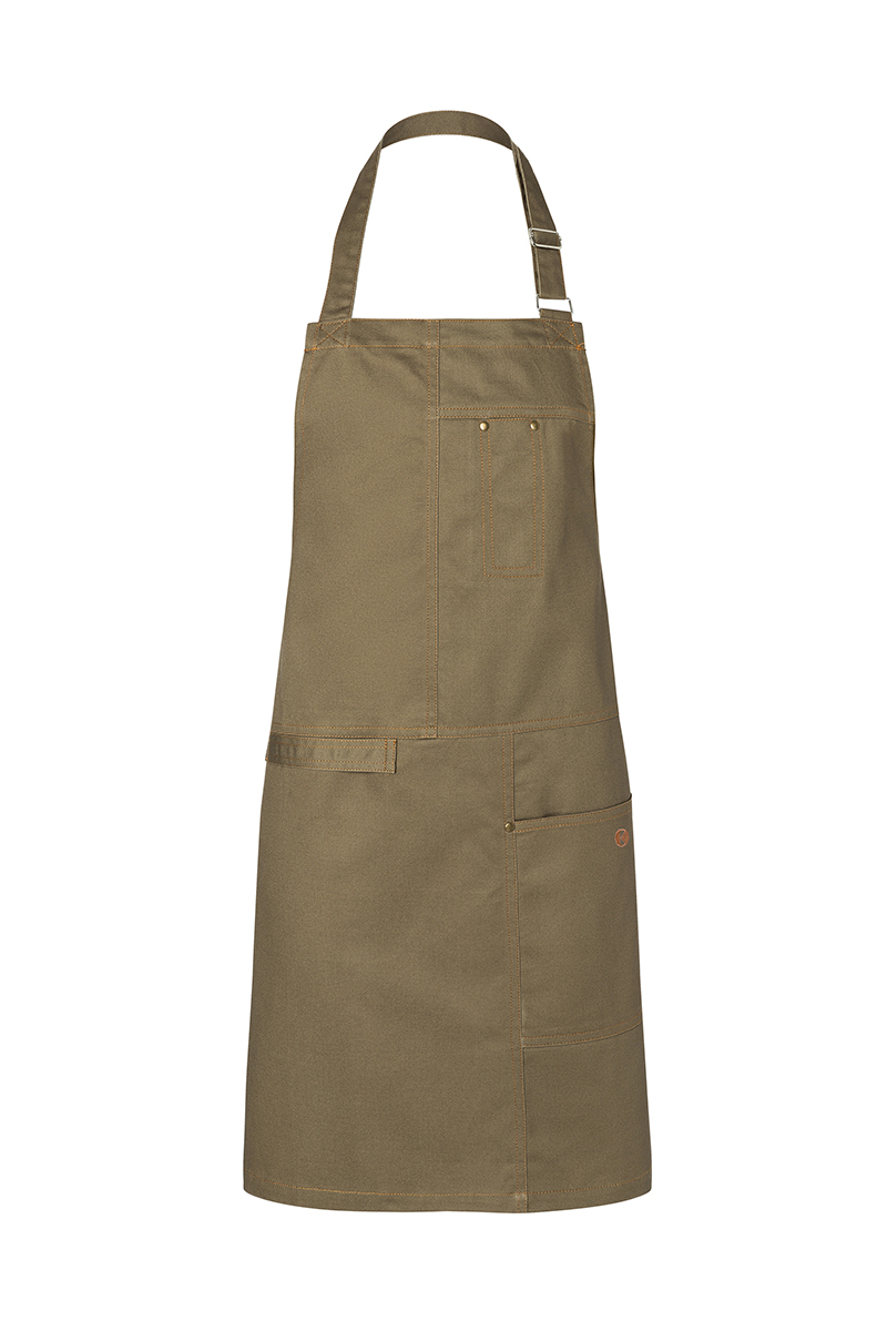 Latzschürze Unisex Khaki – Latzschürze Urban Casual-Style, Detailansicht